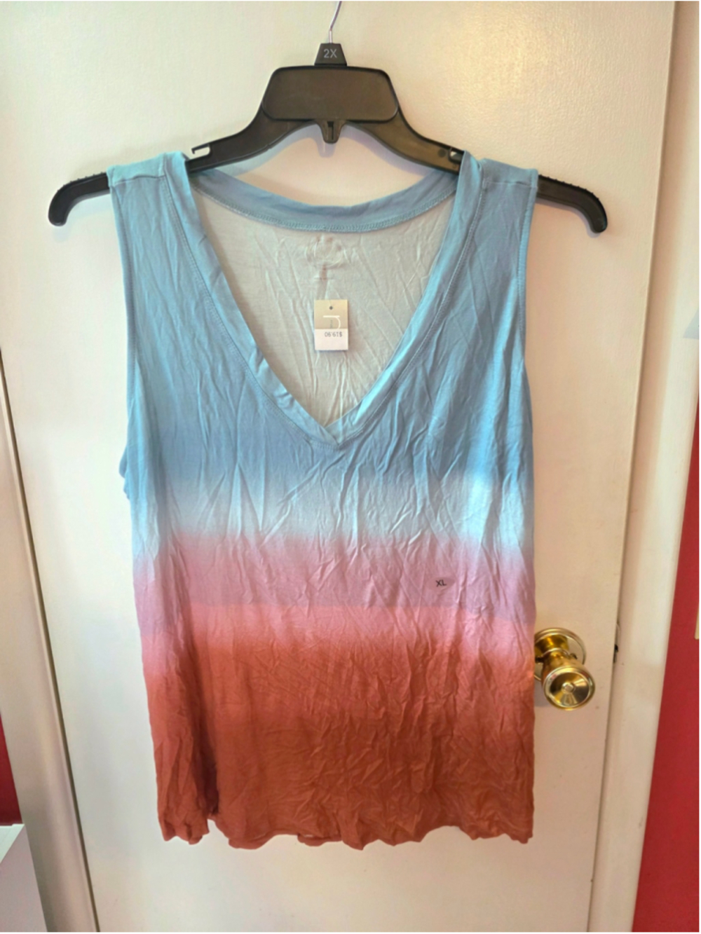 Women's Maurices Tank Top XL Blue Orange Ombre V-Neck